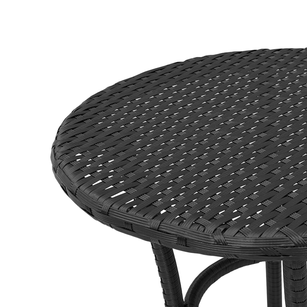 vidaXL 3 Piece Bistro Set with Cushions Black Poly Rattan