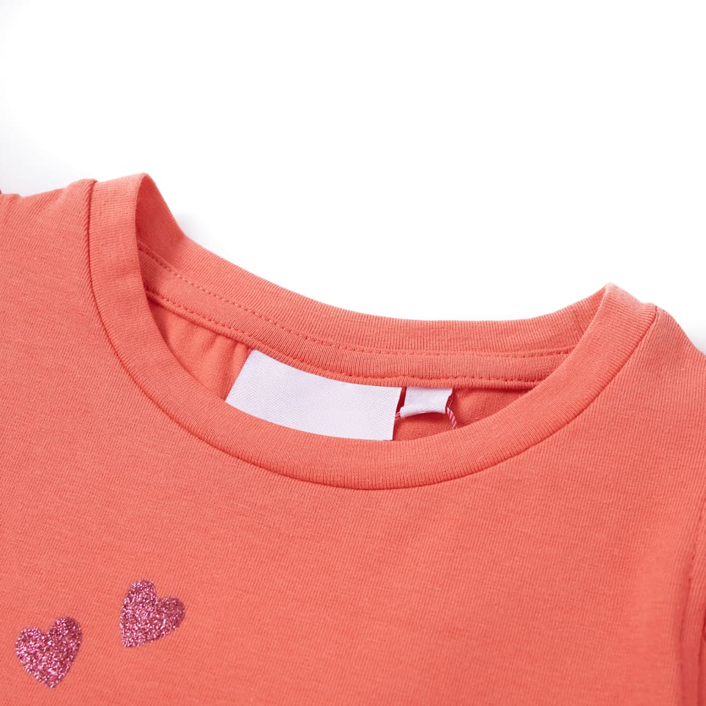 Kids' T-shirt with Ruffle Sleeves Coral 104