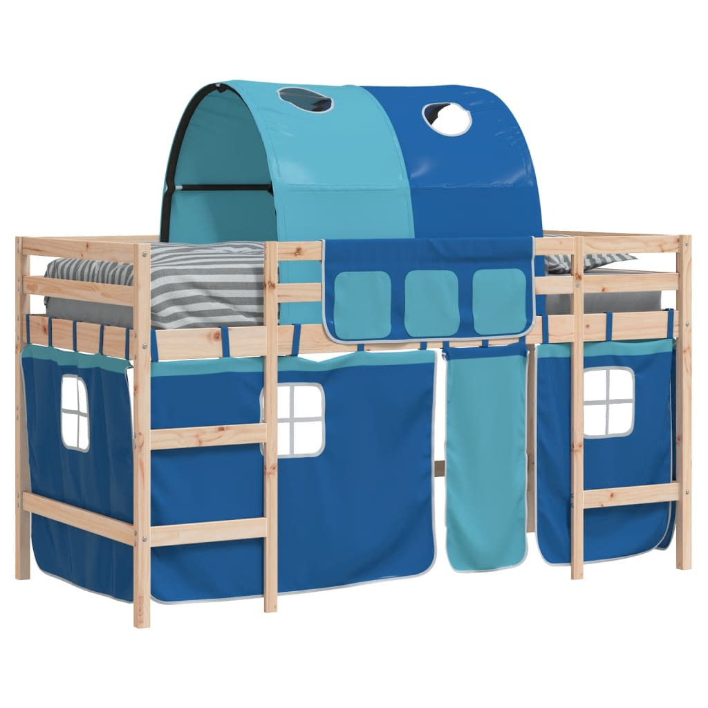 vidaXL Kids' Loft Bed with Tunnel without Mattress Blue 80x200 cm