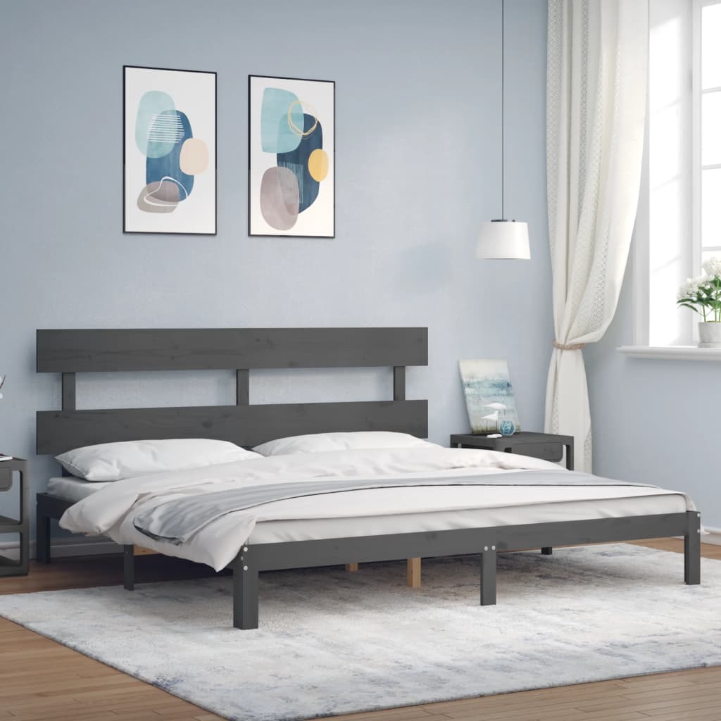 vidaXL Bed Frame without Mattress Grey 200x200 cm Solid Wood Pine