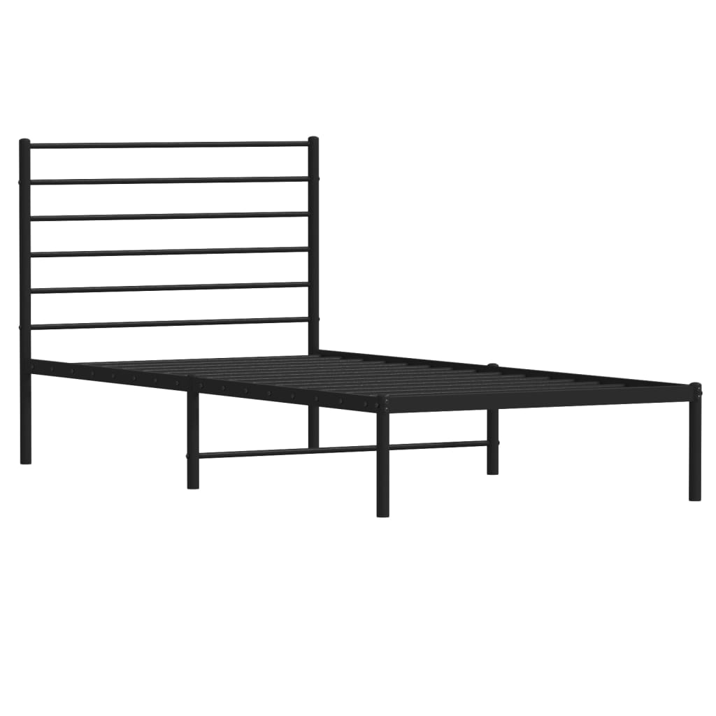 vidaXL Metal Bed Frame without Mattress with Headboard Black 100x200 cm