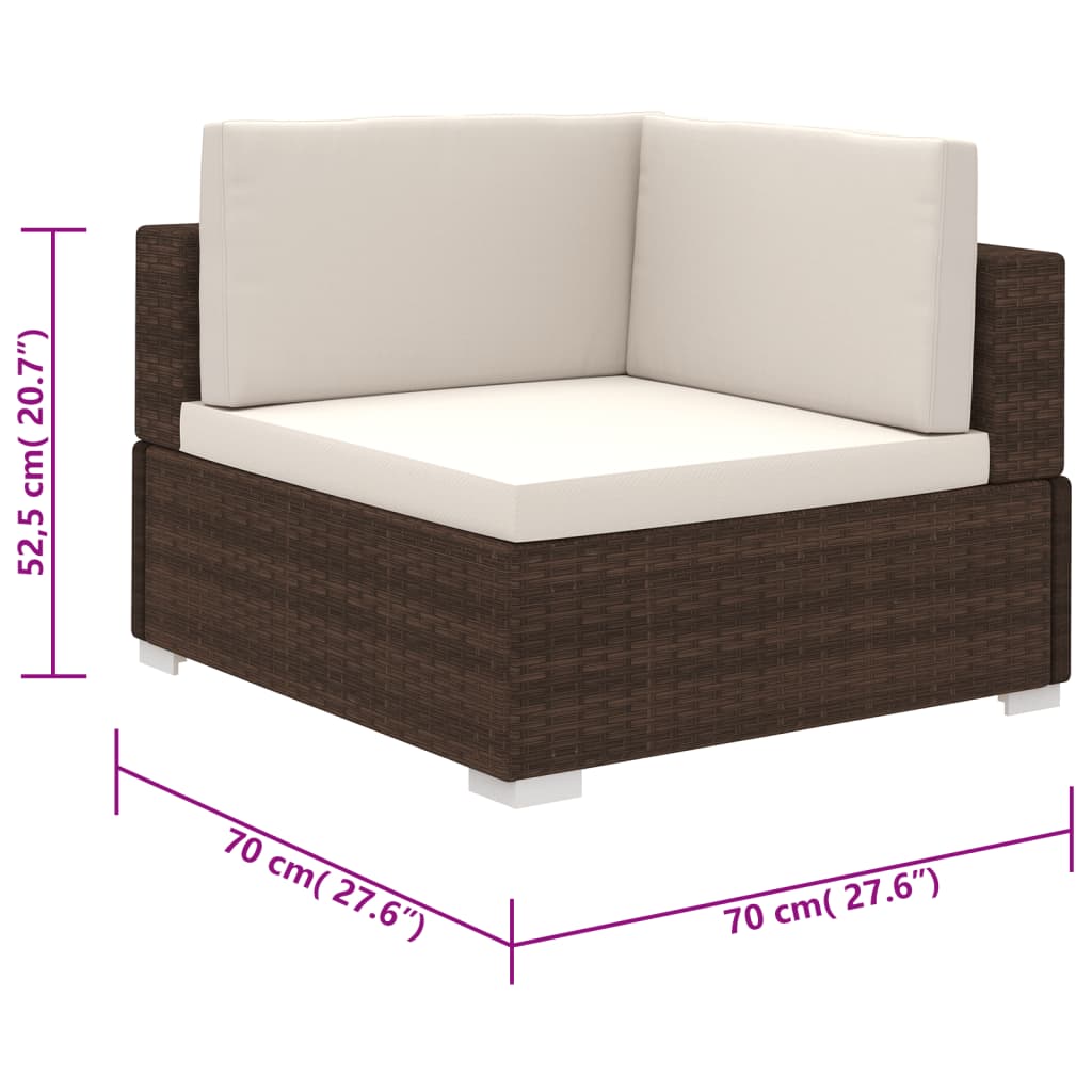 vidaXL 6 Piece Garden Lounge Set with Cushions Poly Rattan Brown