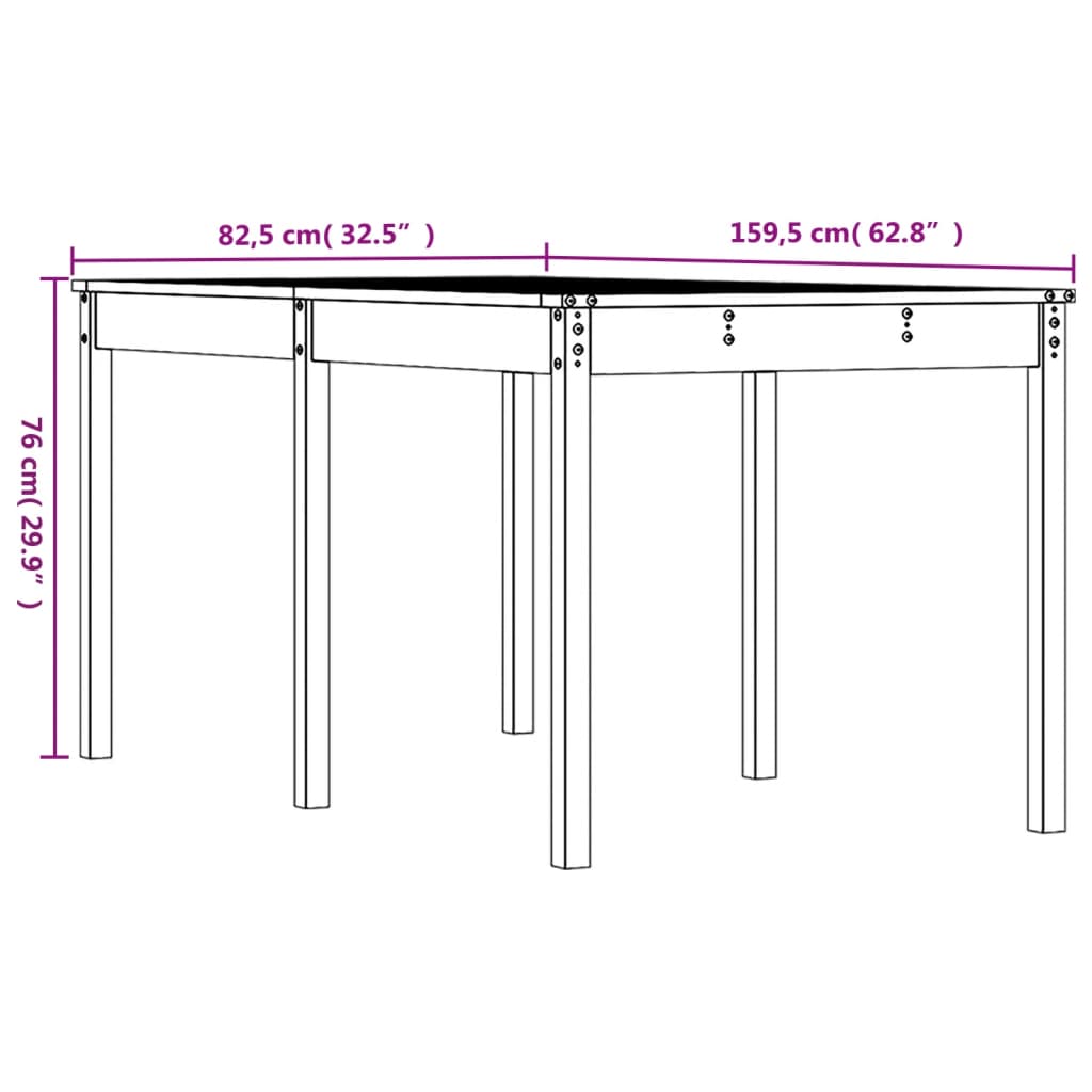 vidaXL Garden Table 159.5x82.5x76 cm Solid Wood Douglas