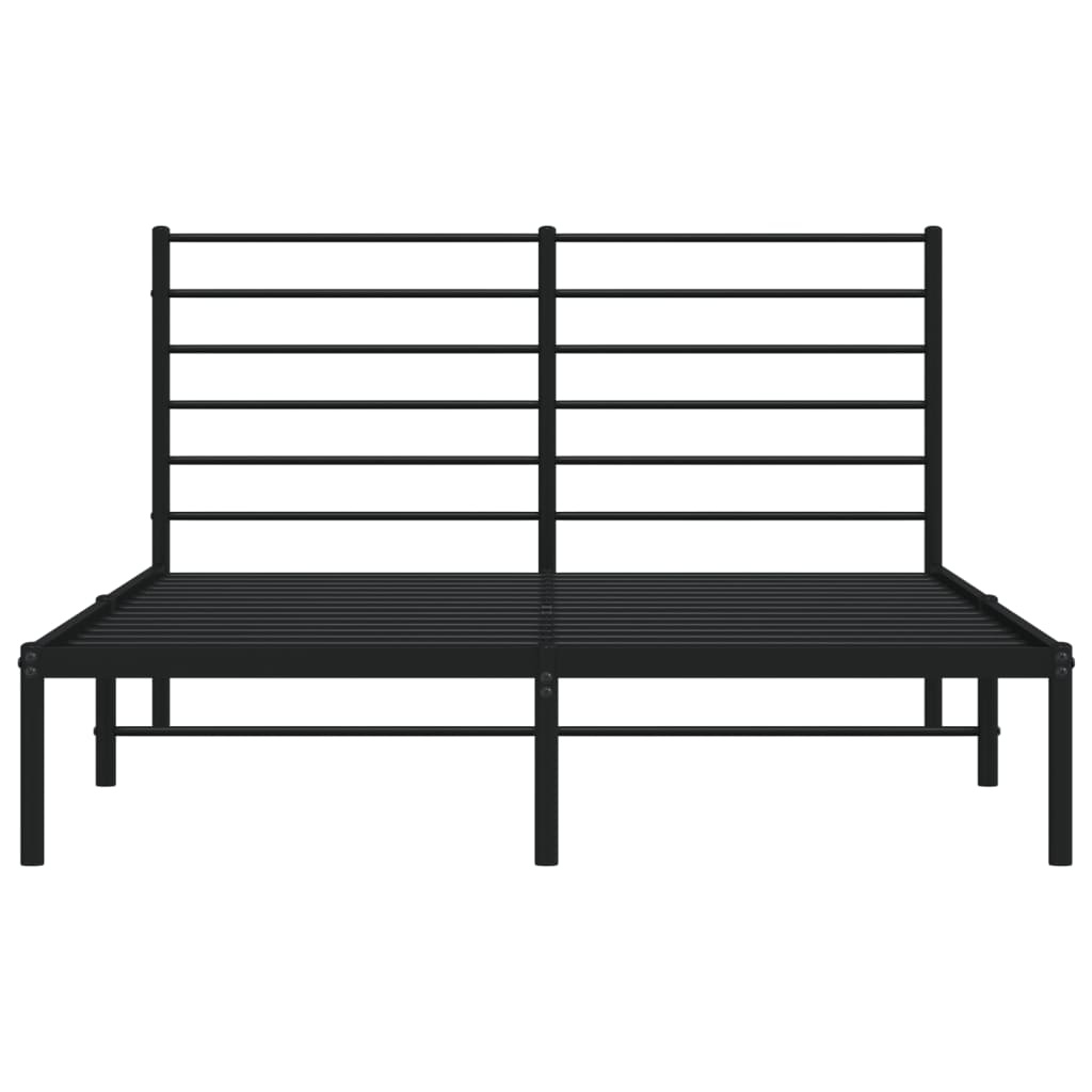 vidaXL Metal Bed Frame without Mattress with Headboard Black 135x190 cm Double