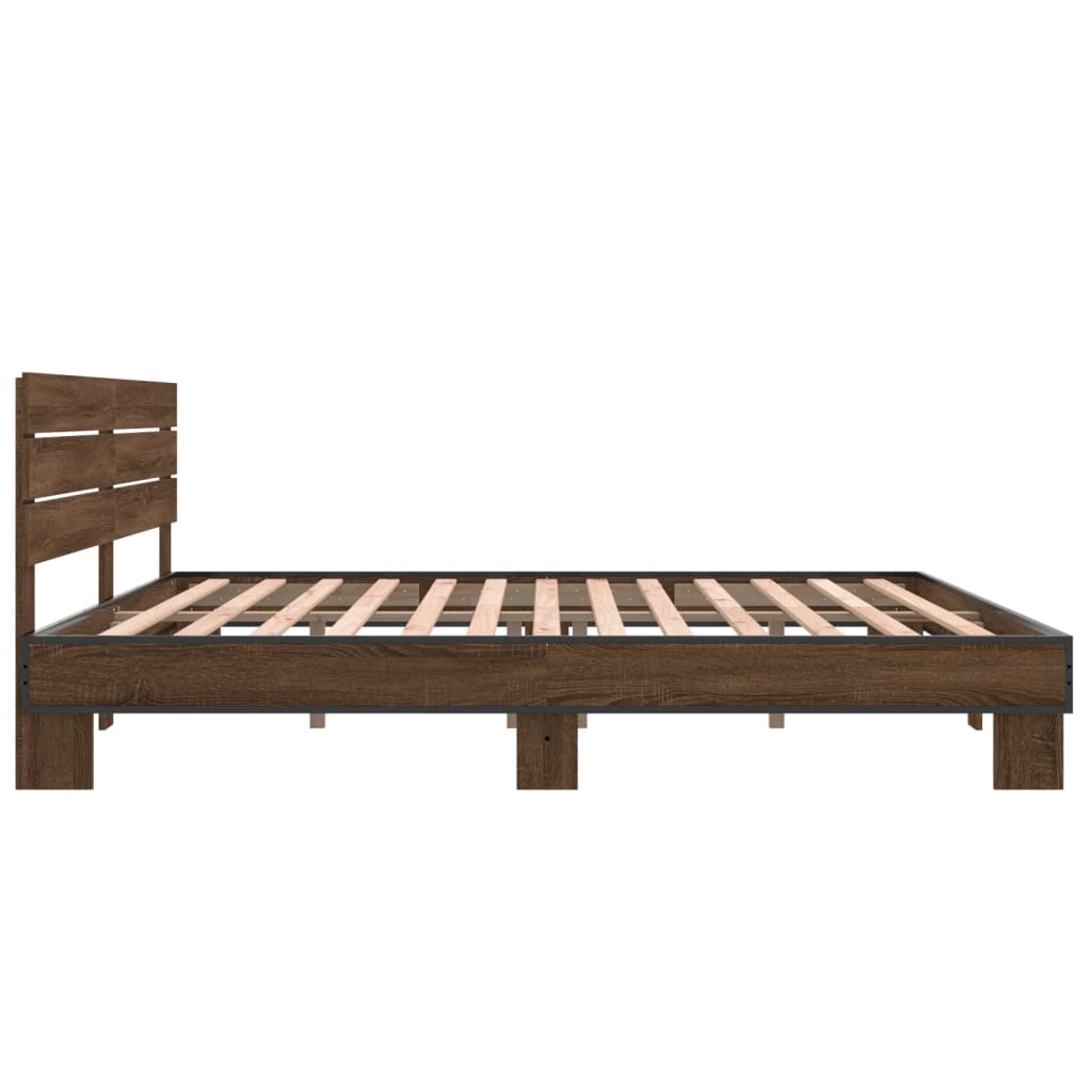 vidaXL Bed Frame without Mattress Brown Oak 180x200 cm Super King