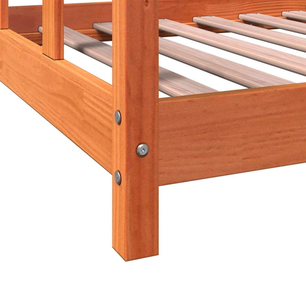 vidaXL Kids Bed Frame Wax Brown 90x190 cm Solid Wood Pine