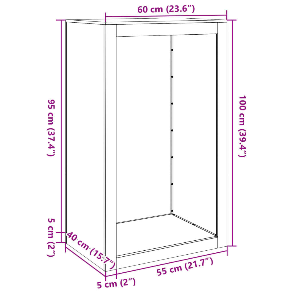 vidaXL Firewood Rack Black 60x40x100 cm Steel