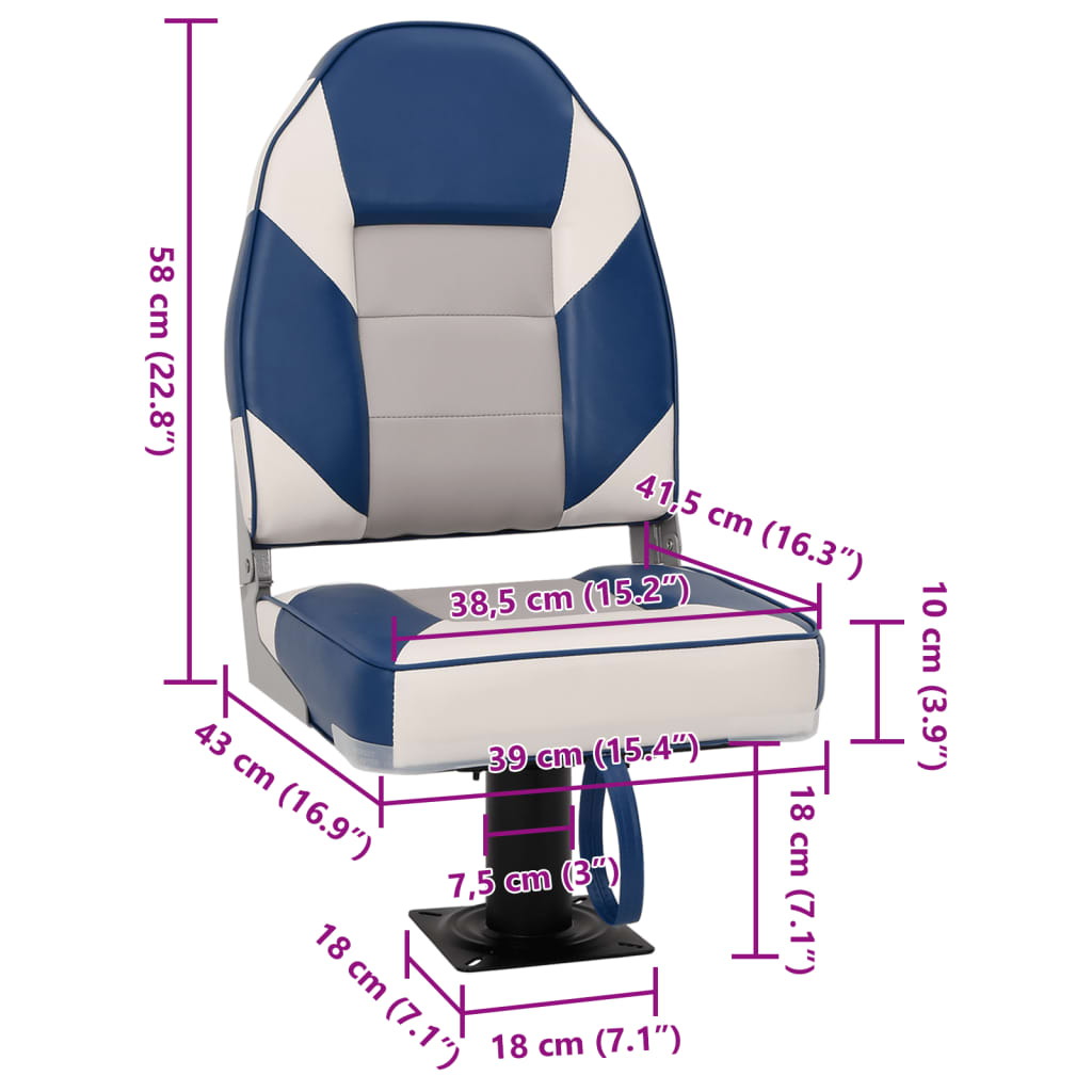 vidaXL Boat Seat with Pedestal 360° Rotatable