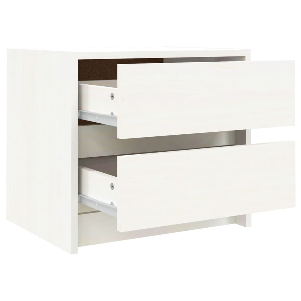 vidaXL Bedside Cabinet White 40x31x35.5 cm Solid Wood Pine