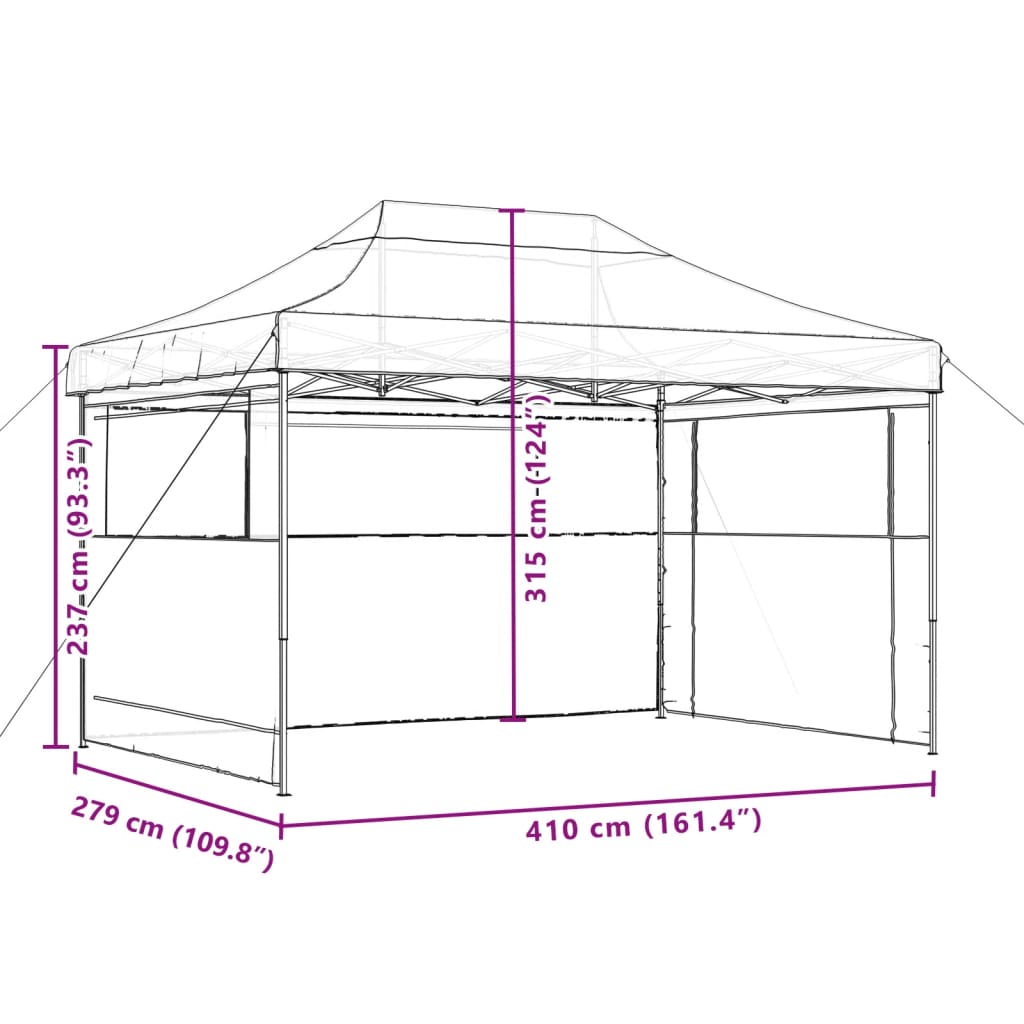 vidaXL Foldable Party Tent Pop-Up with 3 Sidewalls Taupe