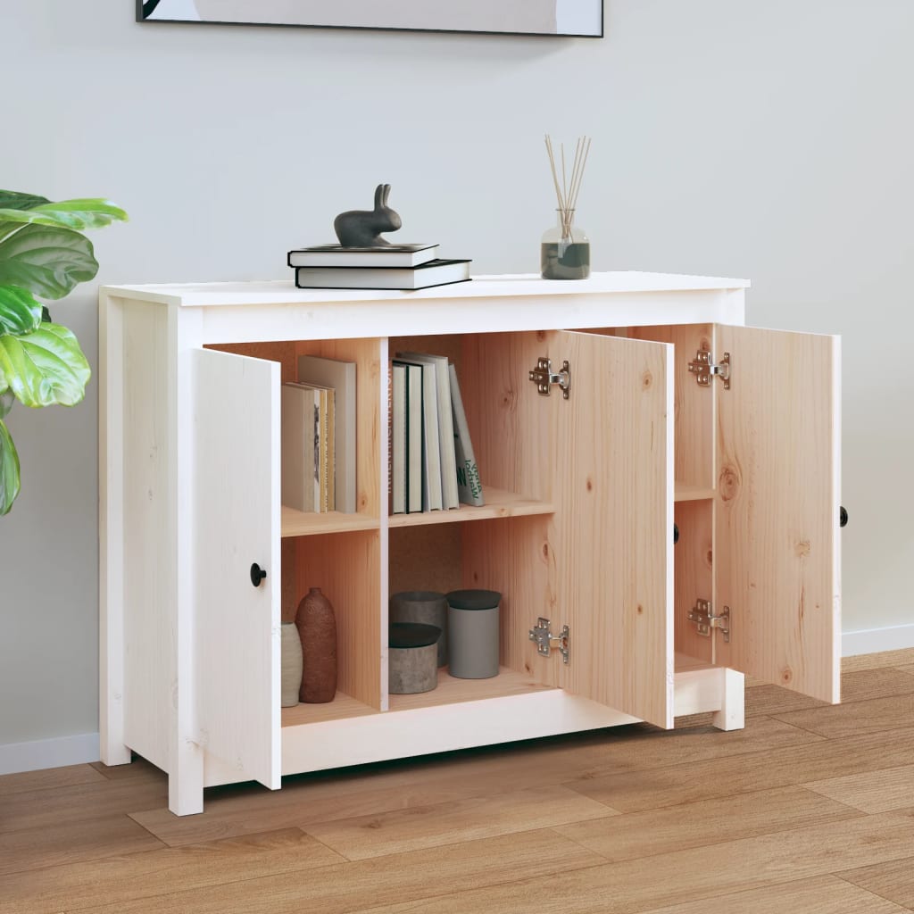 vidaXL Sideboard White 100x35x74 cm Solid Wood Pine