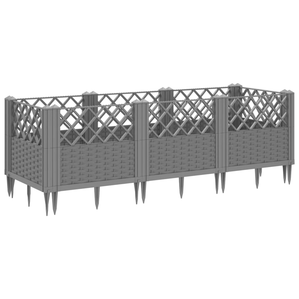 vidaXL Garden Planter with Pegs Light Grey 123.5x43.5x43.5 cm PP