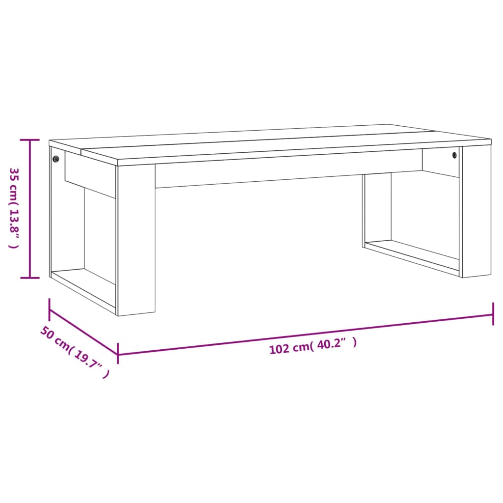 vidaXL Coffee Table Concrete Grey 102x50x35 cm Engineered Wood