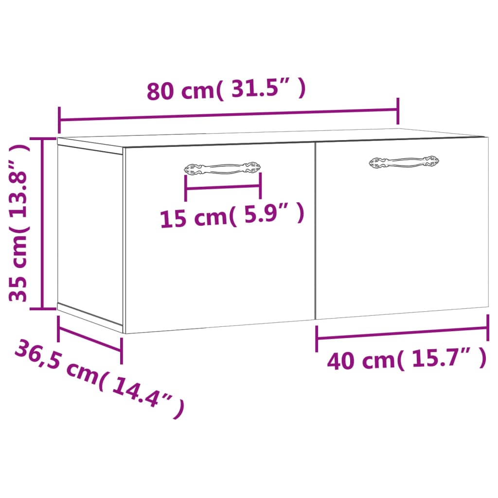 vidaXL Wall Cabinet Black 80x36.5x35 cm Engineered Wood