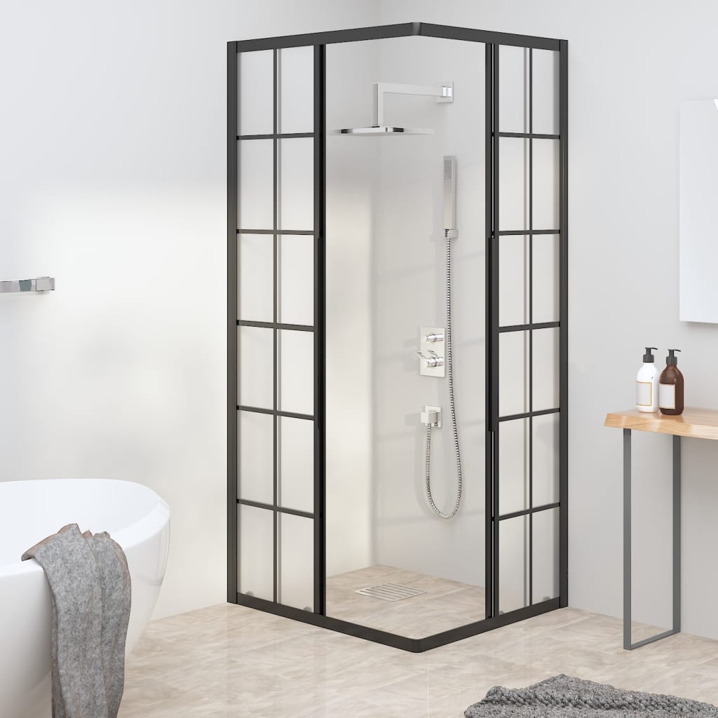 vidaXL Shower Cabin Frosted ESG 80x70x180 cm Black