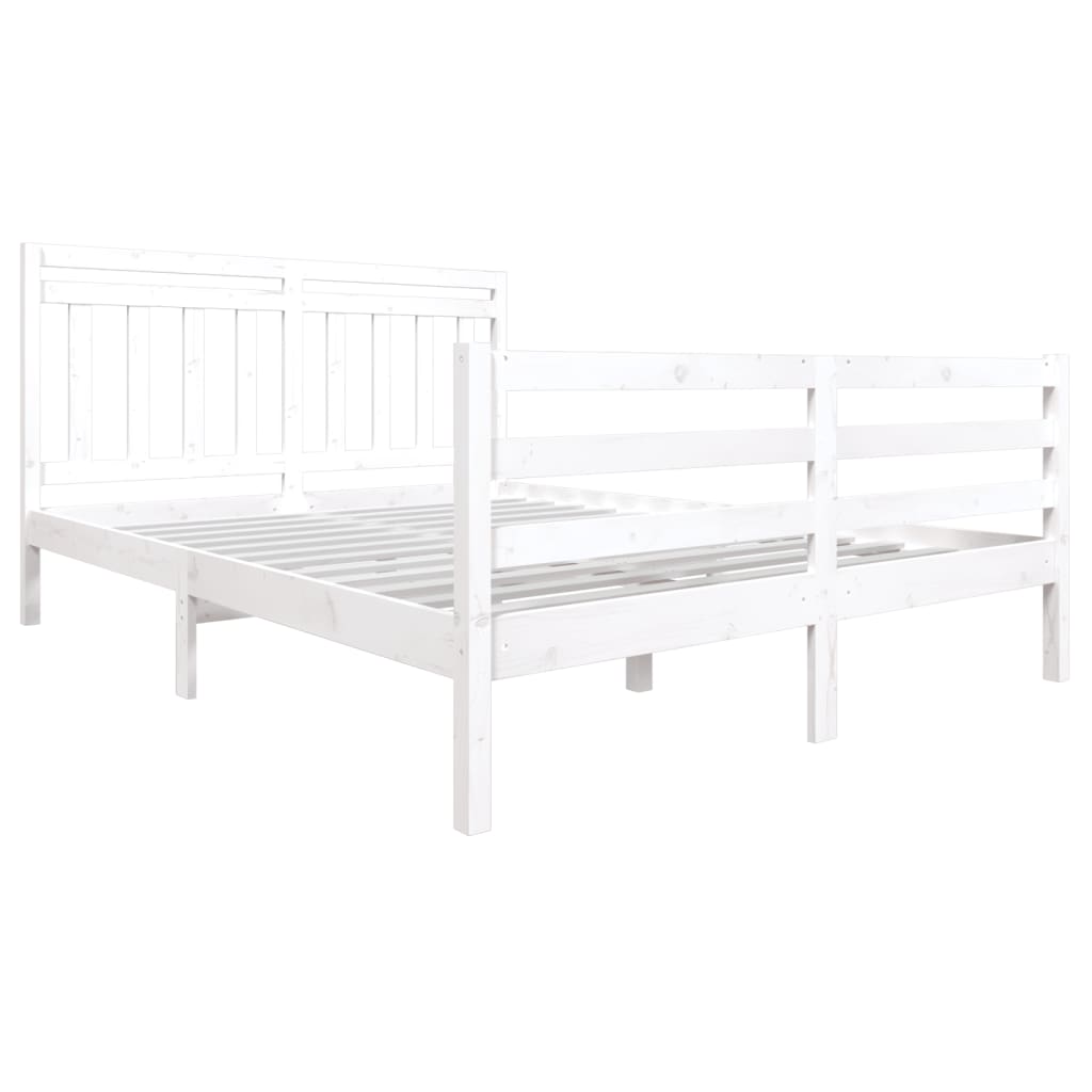 vidaXL Bed Frame without Mattress White Solid Wood 160x200 cm (810441+814105)