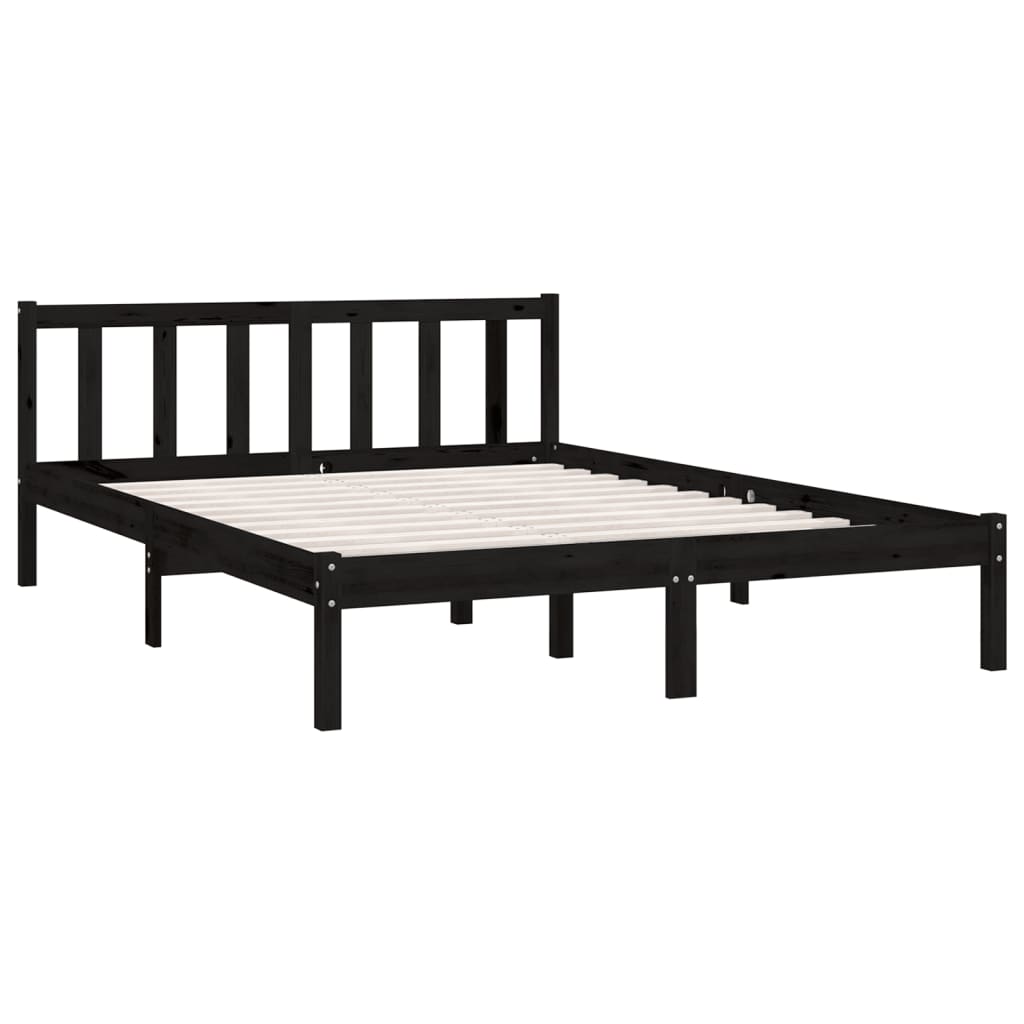 810081 vidaXL Bed Frame without Mattress Black Solid Wood 120x200 cm