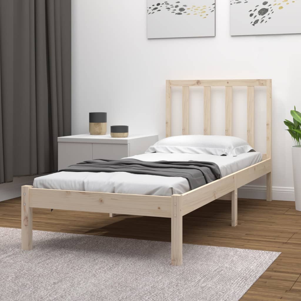 vidaXL Bed Frame without Mattress 75x190 cm Small Single Solid Wood Pine