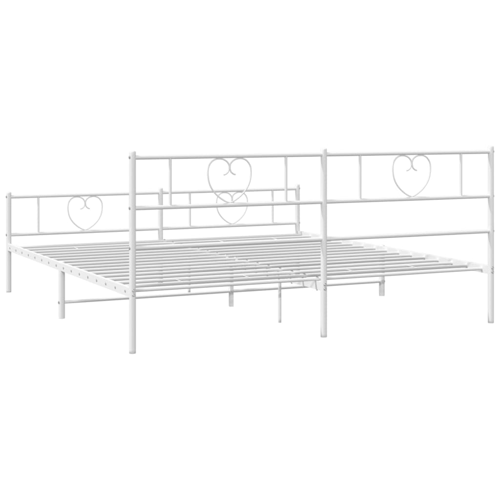 vidaXL Metal Bed Frame without Mattress with Footboard White 193x203 cm