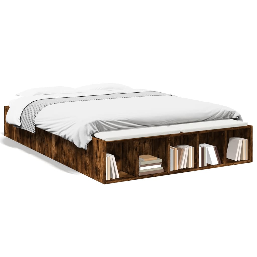 vidaXL Bed Frame without Mattress Smoked Oak 120x200 cm