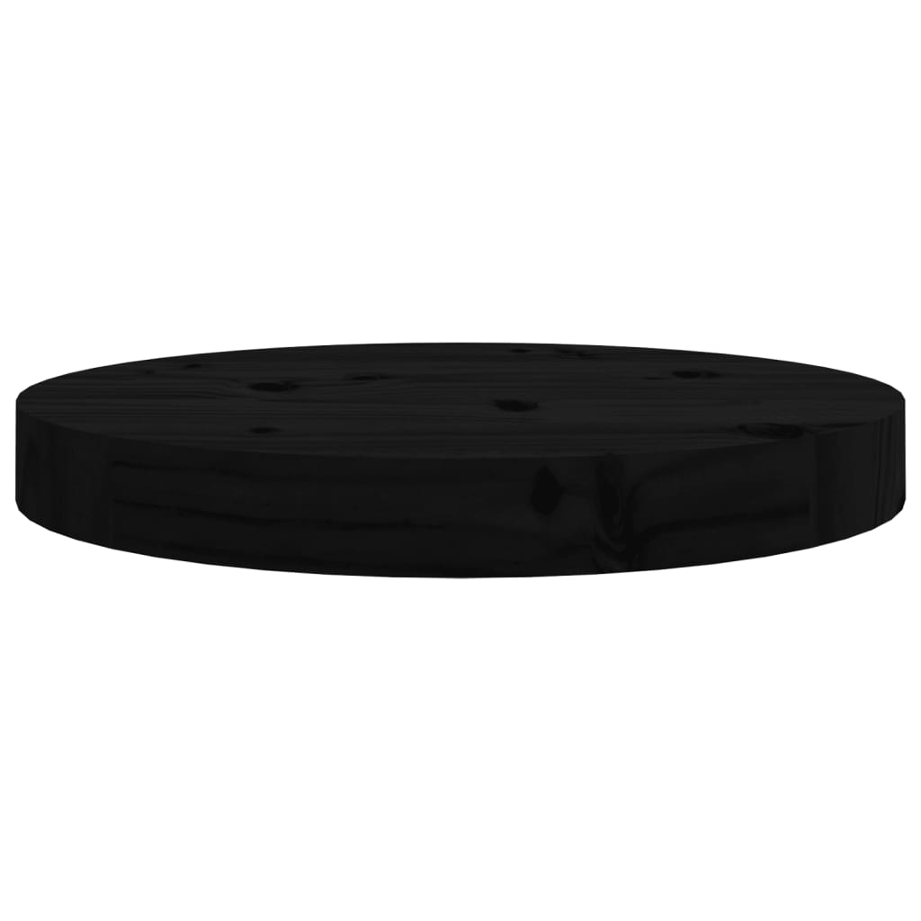 vidaXL Table Top Round Black Ø30x3 cm Solid Wood Pine