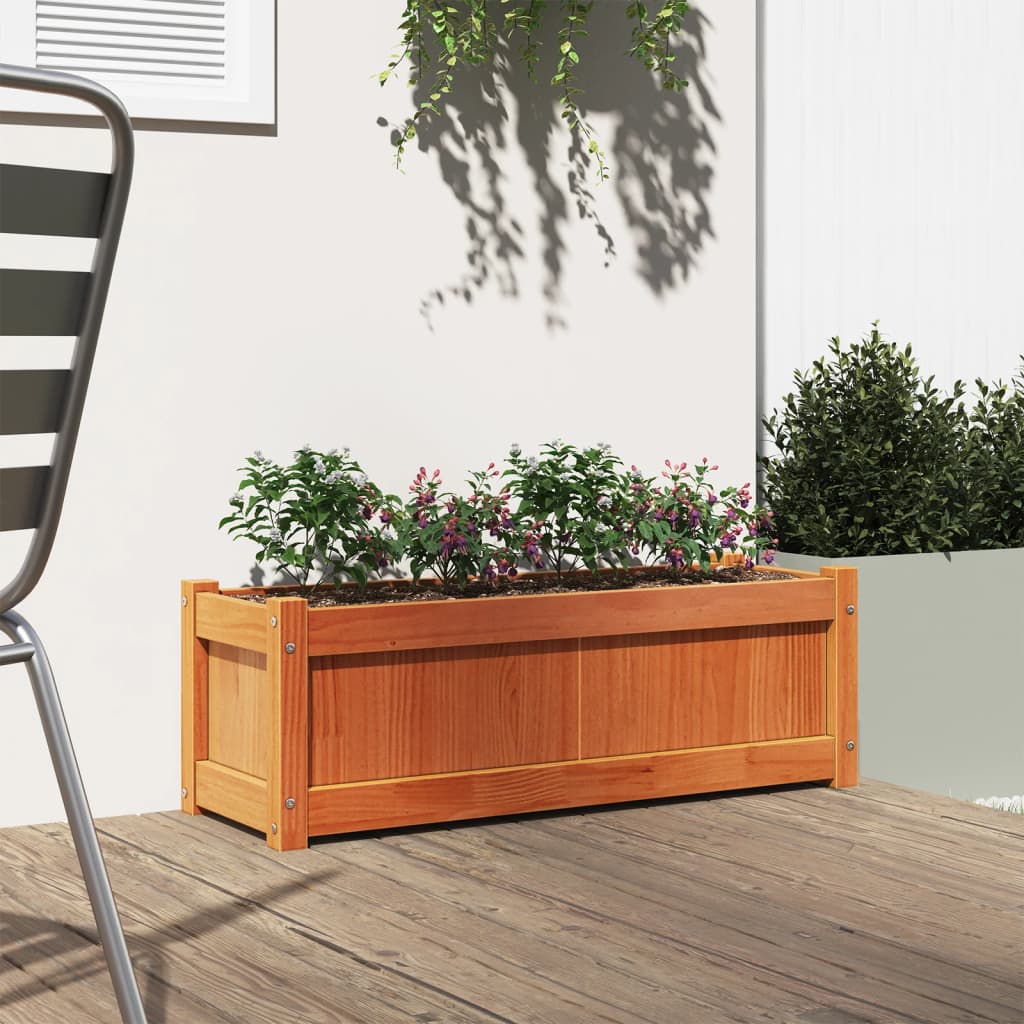 vidaXL Garden Planter Wax Brown 90x31x31 cm Solid Wood Pine