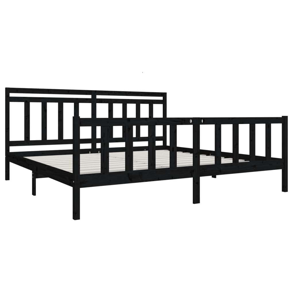 vidaXL Bed Frame without Mattress Black Solid Wood 200x200 cm (810106+814118)