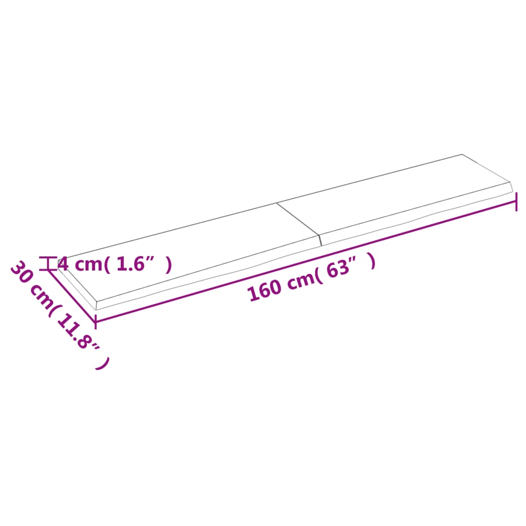 vidaXL Bathroom Countertop 160x30x(2-4) cm Untreated Solid Wood