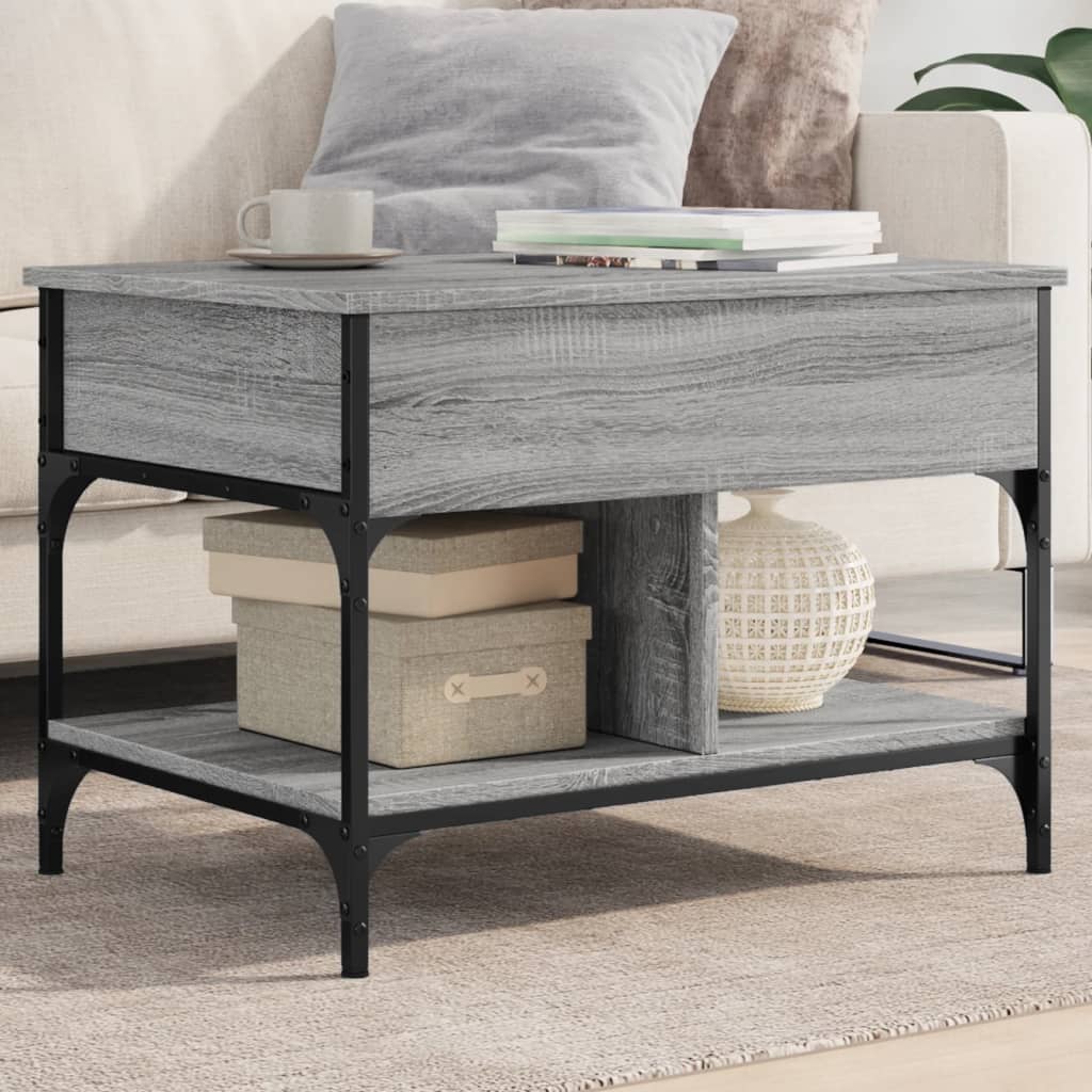 vidaXL Coffee Table Grey Sonoma 70x50x50 cm Engineered Wood and Metal