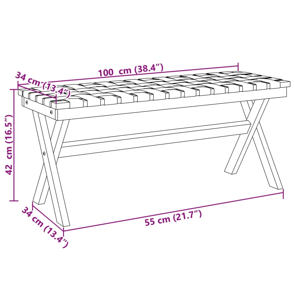 vidaXL Garden Bench Black Solid Wood Acacia and Fabric