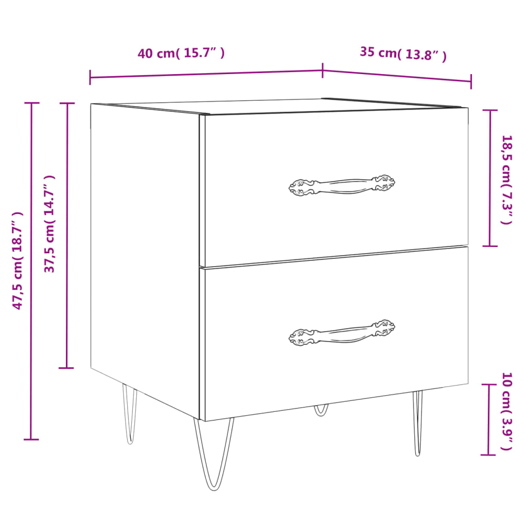 vidaXL Bedside Cabinets 2 pcs Grey Sonoma 40x35x47.5 cm Engineered Wood