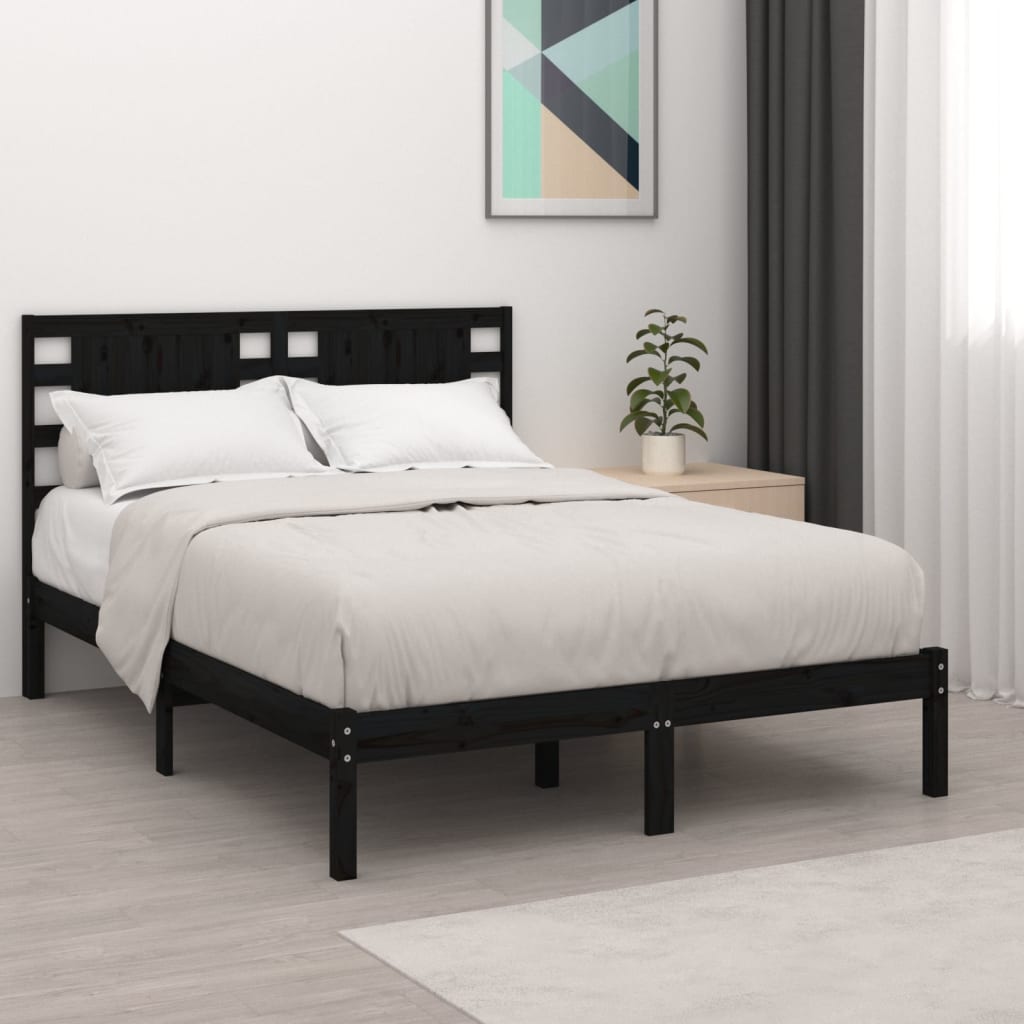 vidaXL Bed Frame without Mattress Black 180x200 cm Super King Solid Wood