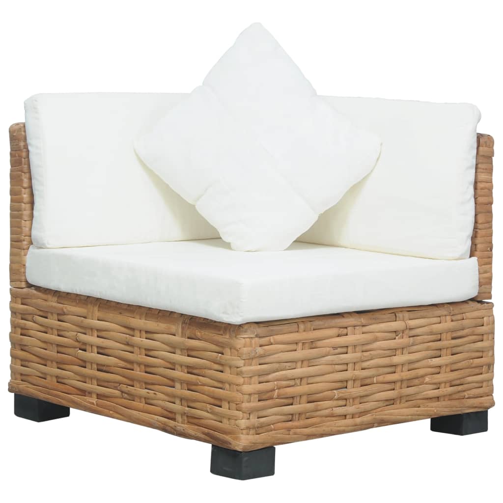 vidaXL Corner Sofa with Cushions Natural Rattan