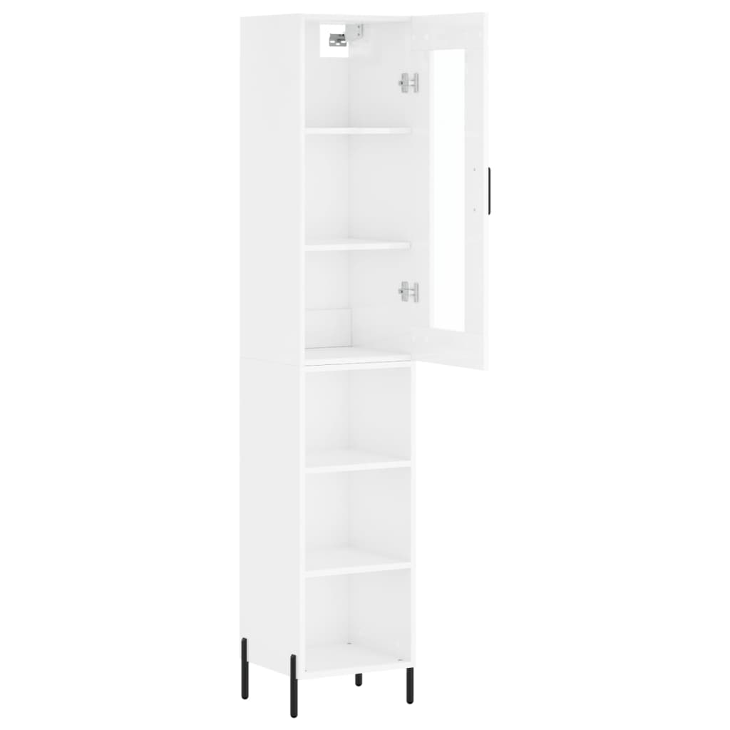 vidaXL Highboard High Gloss White 34.5x34x180 cm Engineered Wood