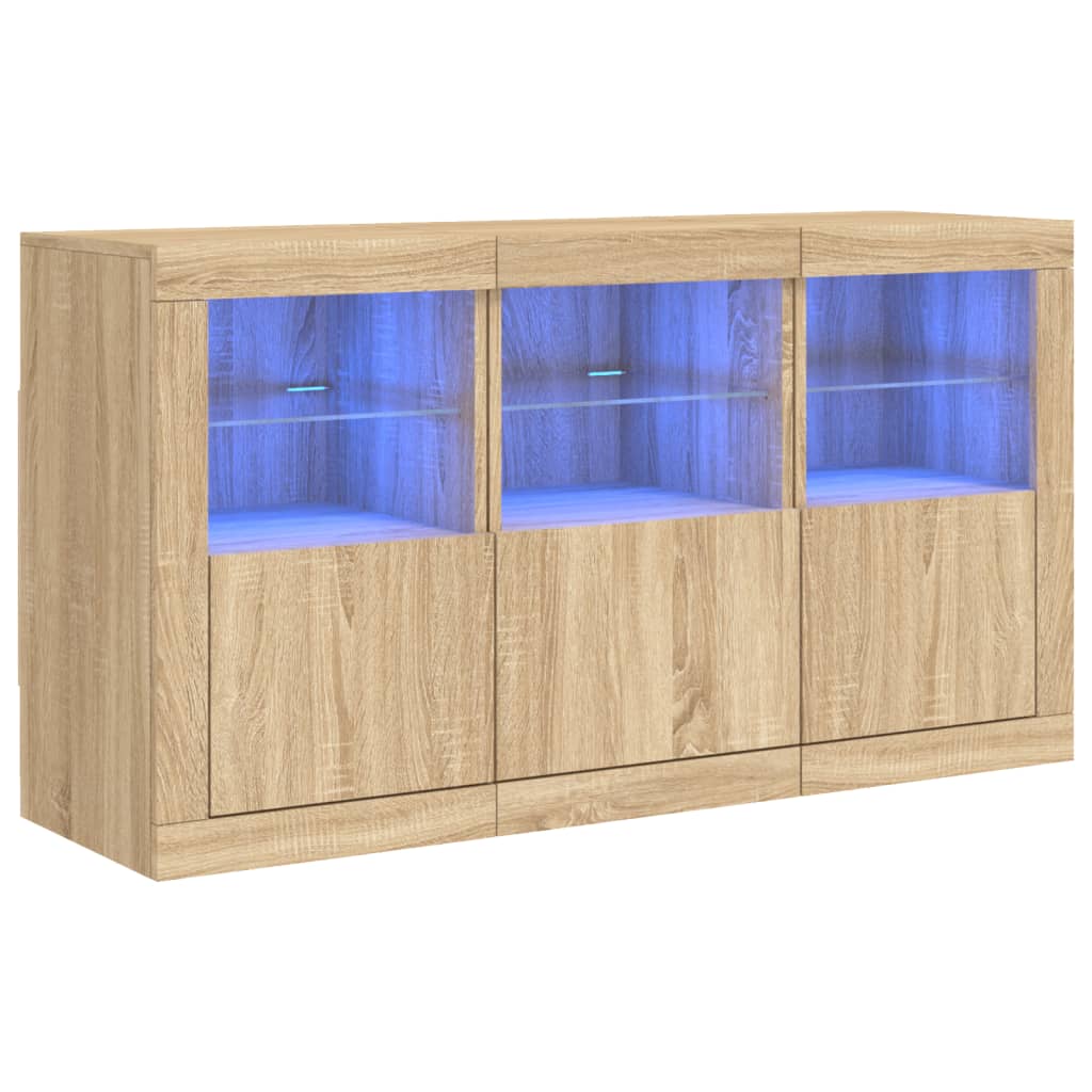 vidaXL Sideboard with LED Lights Sonoma Oak 123x37x67 cm