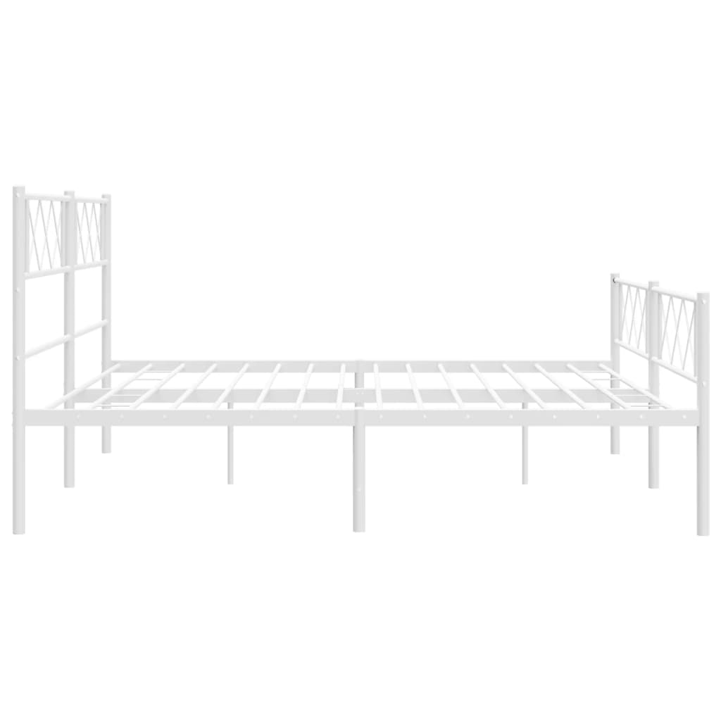 vidaXL Metal Bed Frame without Mattress with Footboard White 200x200 cm