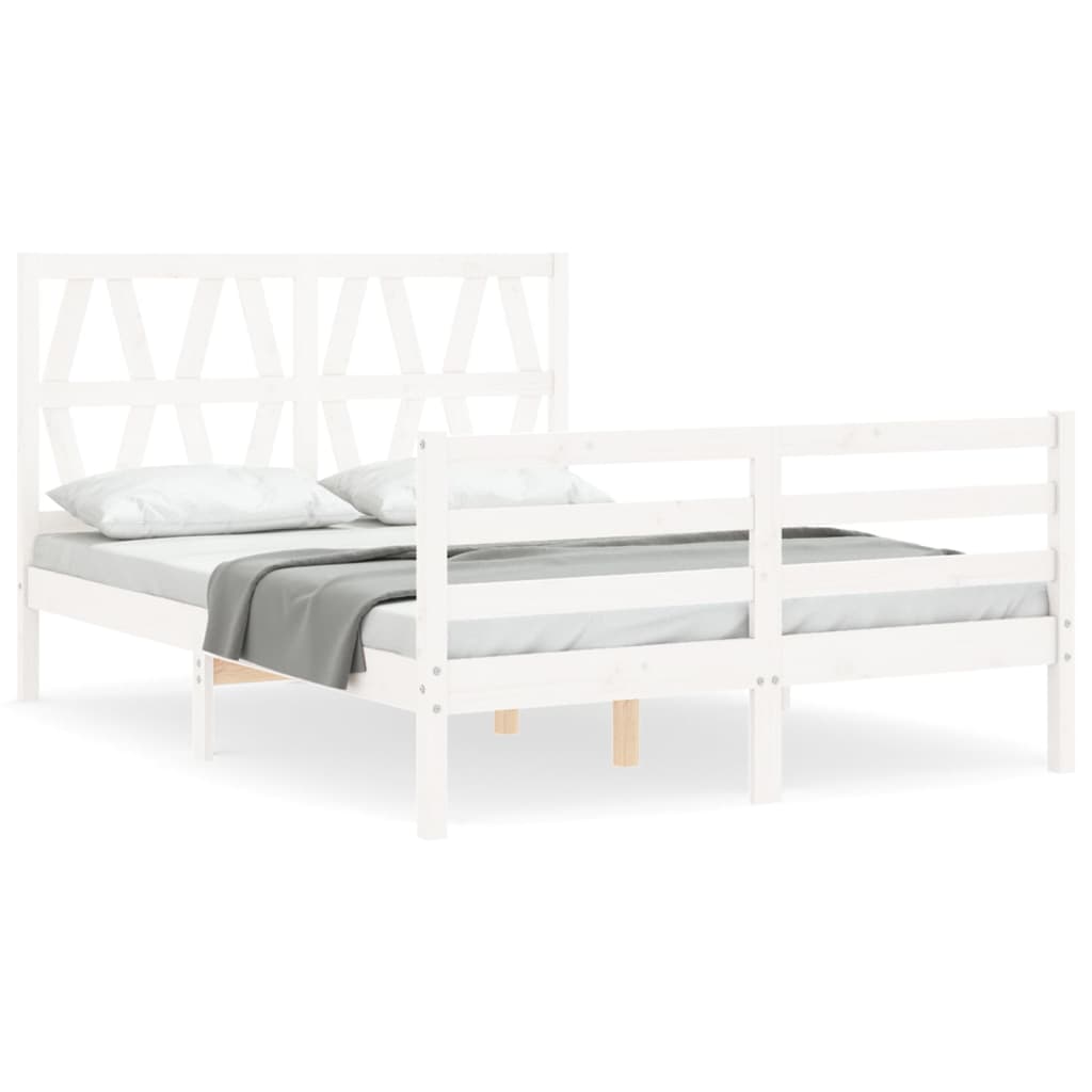 vidaXL Bed Frame without Mattress White 140x200 cm Solid Wood