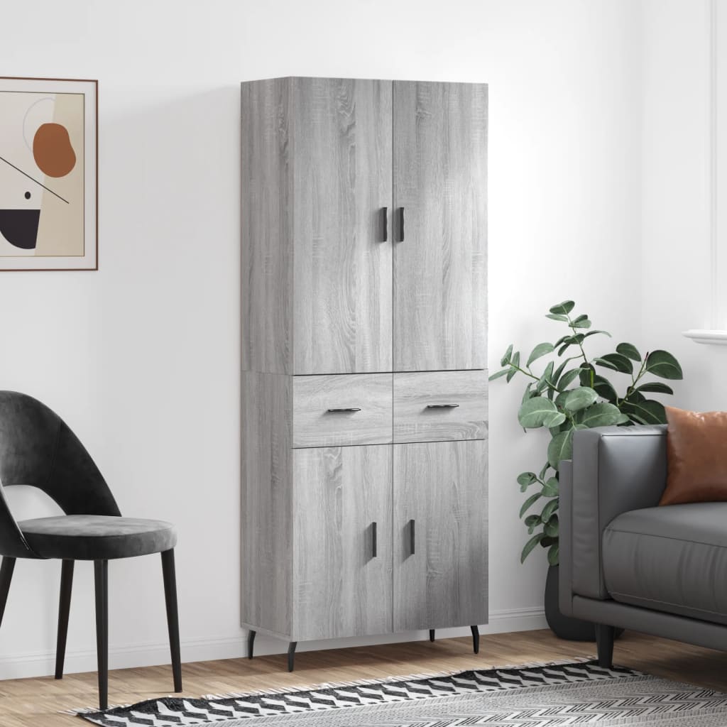 vidaXL Highboard Grey Sonoma 69.5x34x180 cm Engineered Wood