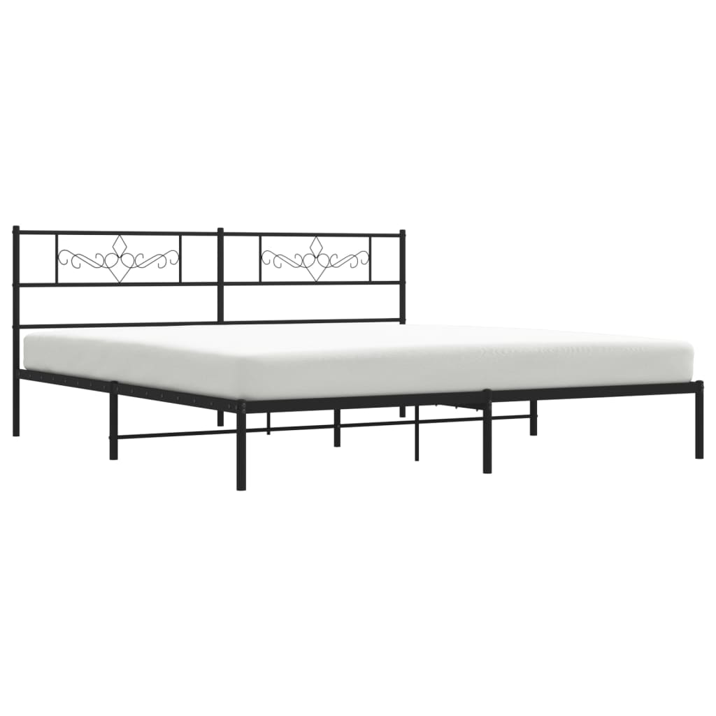 vidaXL Metal Bed Frame without Mattress with Headboard Black 183x213 cm