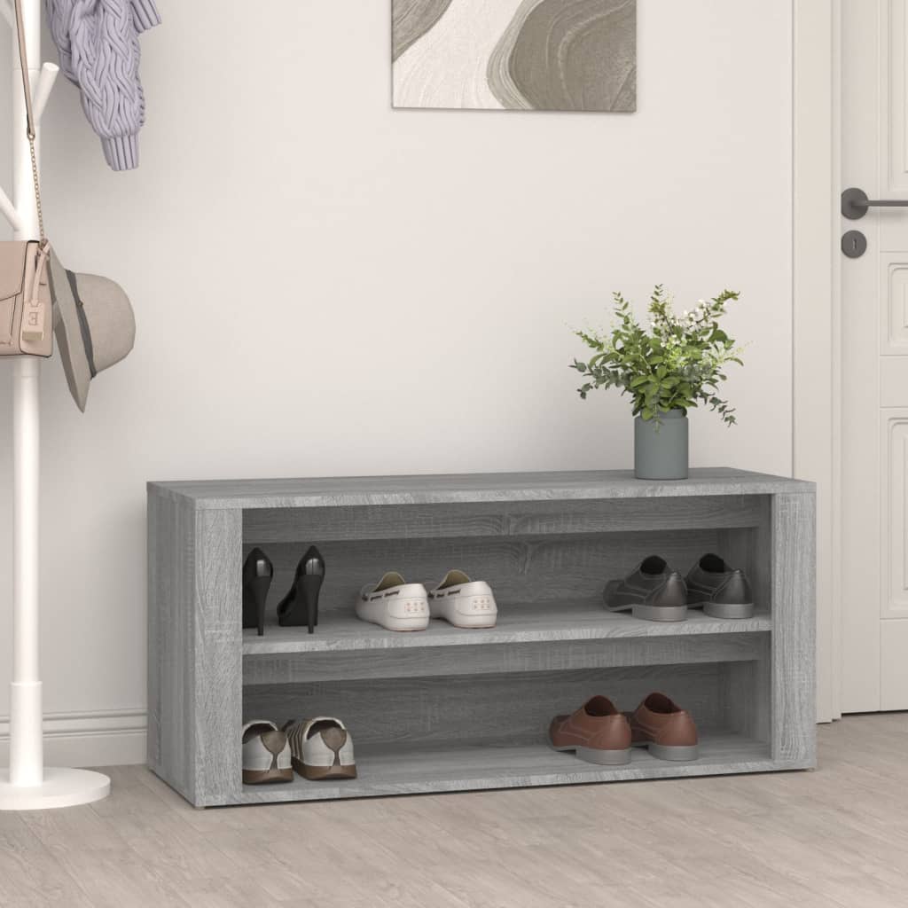 vidaXL Shoe Rack Concrete Grey 100x35x45 cm Engineered Wood