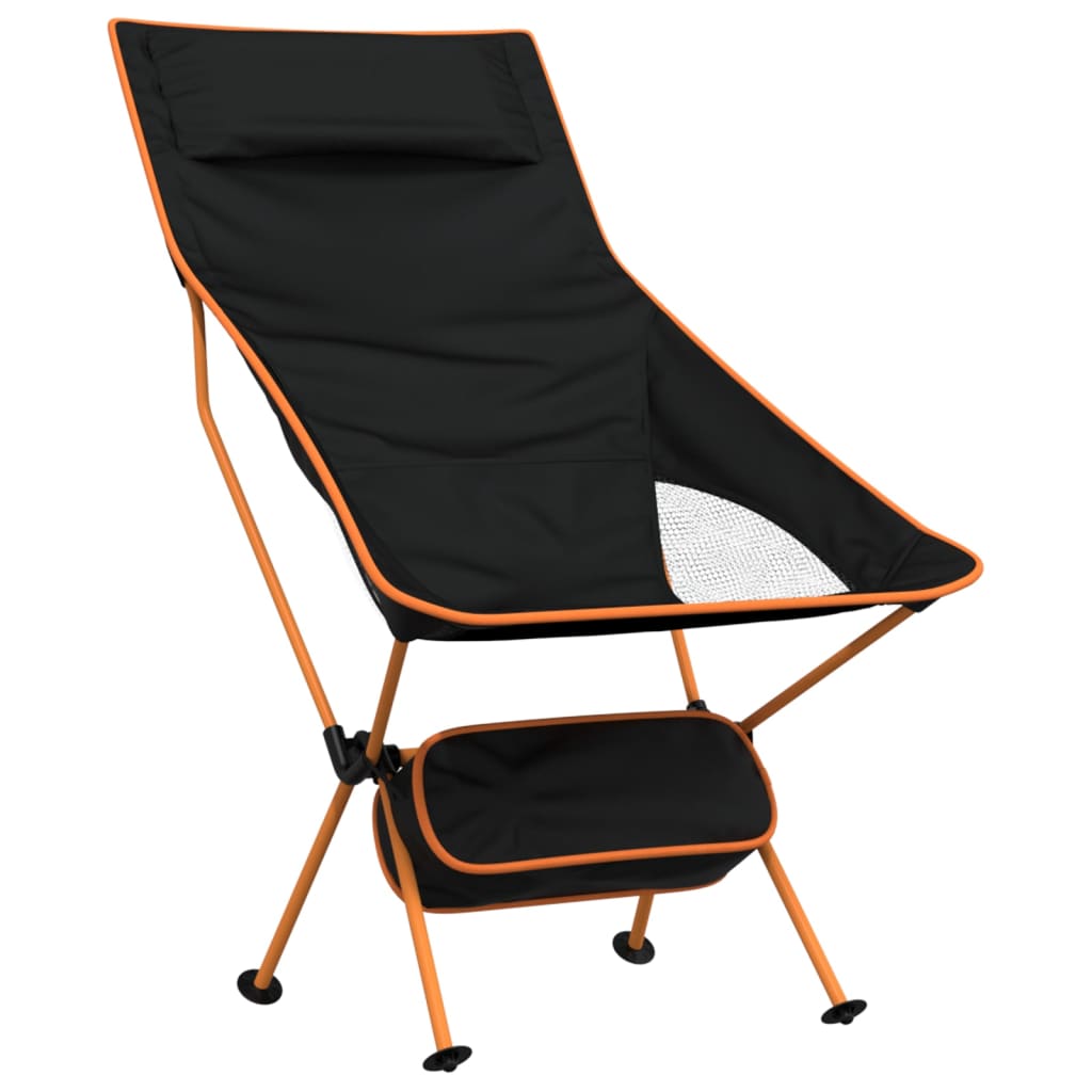 vidaXL Foldable Camping Chairs 2 pcs Black Oxford Fabric and Aluminium