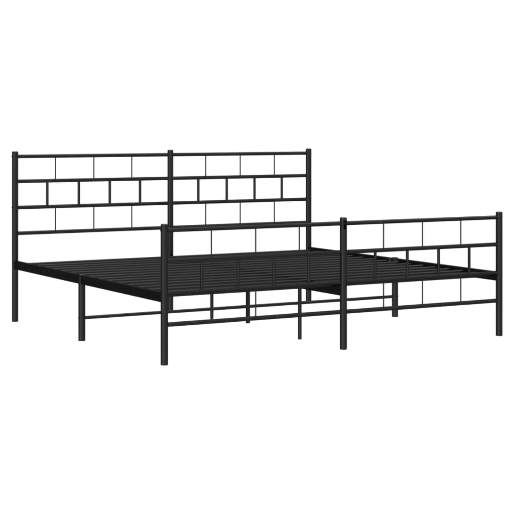 vidaXL Metal Bed Frame without Mattress with Footboard Black 193x203 cm