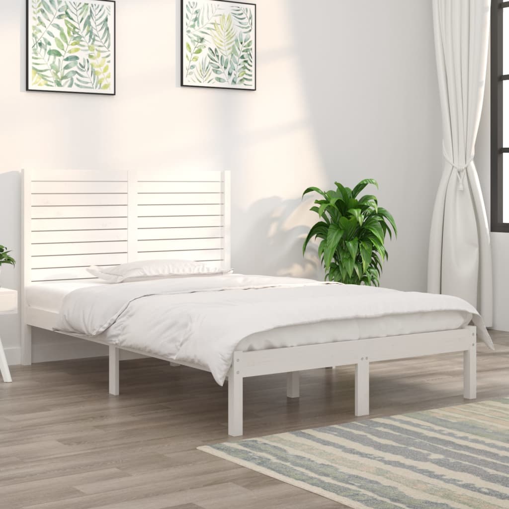 vidaXL Bed Frame without Mattress White 120x190 cm Small Double Solid Wood