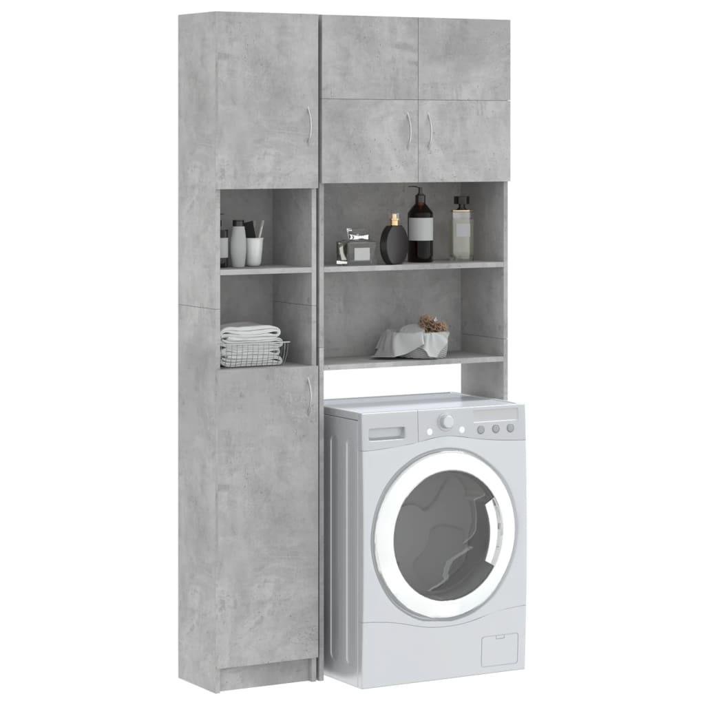 vidaXL Washing Machine Cabinet Set Concrete Grey Engineered Wood