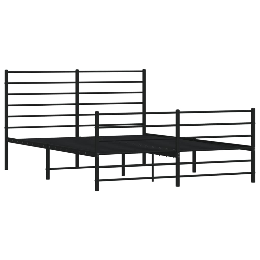 vidaXL Metal Bed Frame without Mattress with Footboard Black 160x200 cm