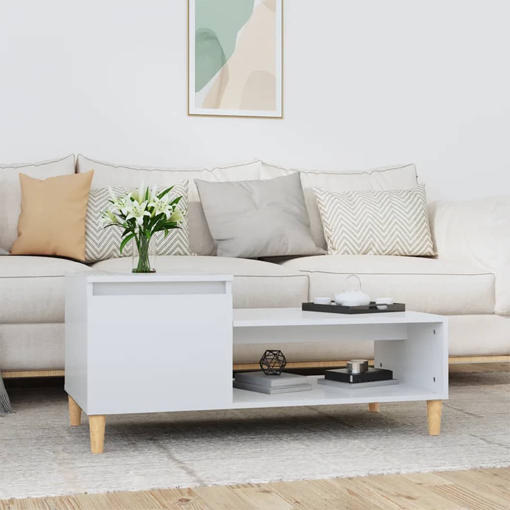 vidaXL Coffee Table High Gloss White 100x50x45 cm Engineered Wood