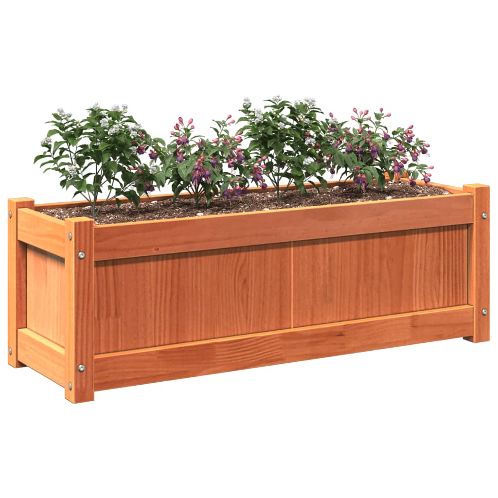 vidaXL Garden Planter Wax Brown 90x31x31 cm Solid Wood Pine