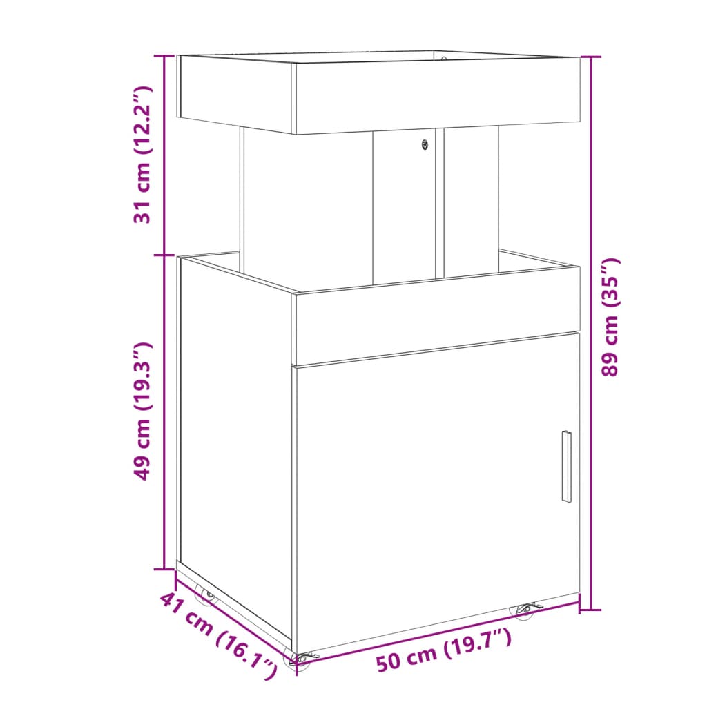 vidaXL Bar Cart White 50x41x89 cm Engineered Wood