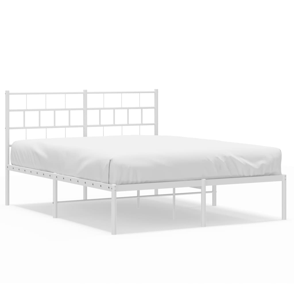 vidaXL Metal Bed Frame without Mattress with Headboard White 120x200 cm