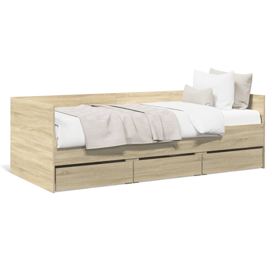 vidaXL Daybed with Drawers Sonoma Oak 90x200 cm Engineered Wood